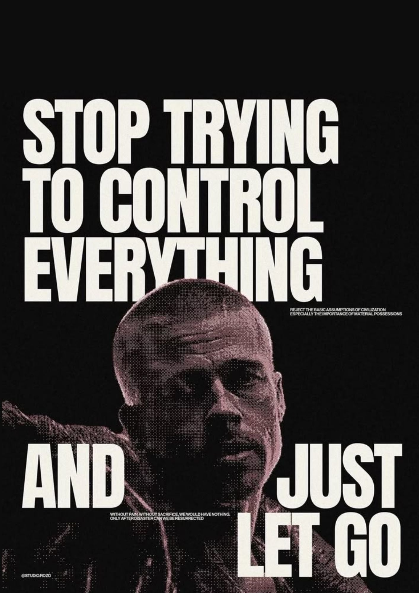 Stop Trying to Control Everything | Minimal Quote Wall Poster