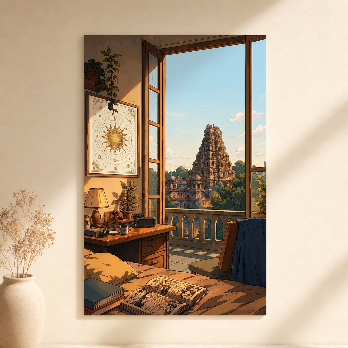 Sunlit Temple View Aesthetic Poster