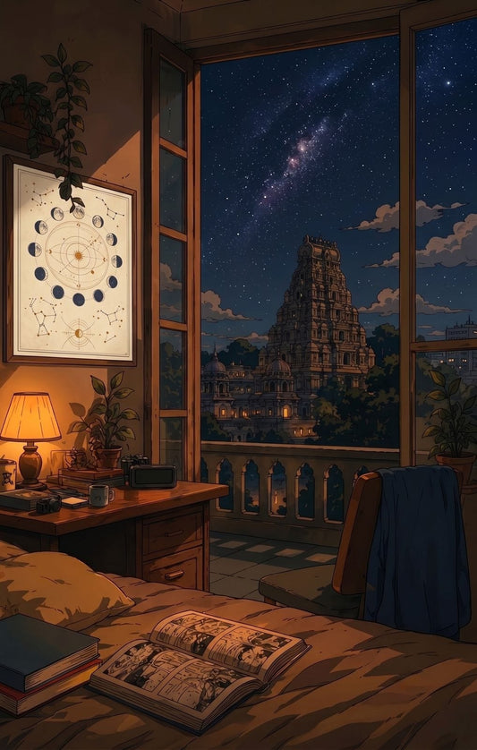Midnight Temple View Aesthetic Poster