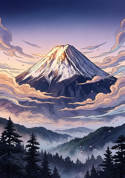 Dawn Cloud Forest Scenery Poster