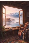 Mountain Side River Aesthetic Poster